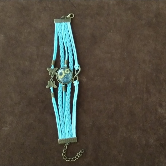 NWT butterfly, sunflower, infinity symbol braided leather bracelet - Picture 3 of 4